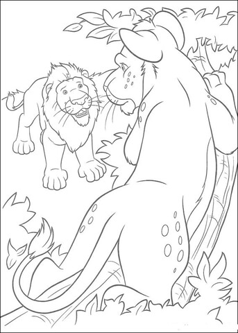 Samson The Lion Is Talking With His Friend Ryan Coloring Page